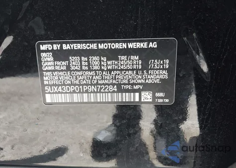 2023 BMW X3 Sdrive30I from USA, damaged, VIN 5UX43DP01P9N72284